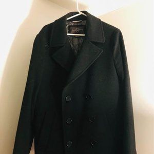 Black and Brown Wool Blend Coat